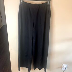 Black wide leg POWERSOFT pull on athleisure style pants with pockets